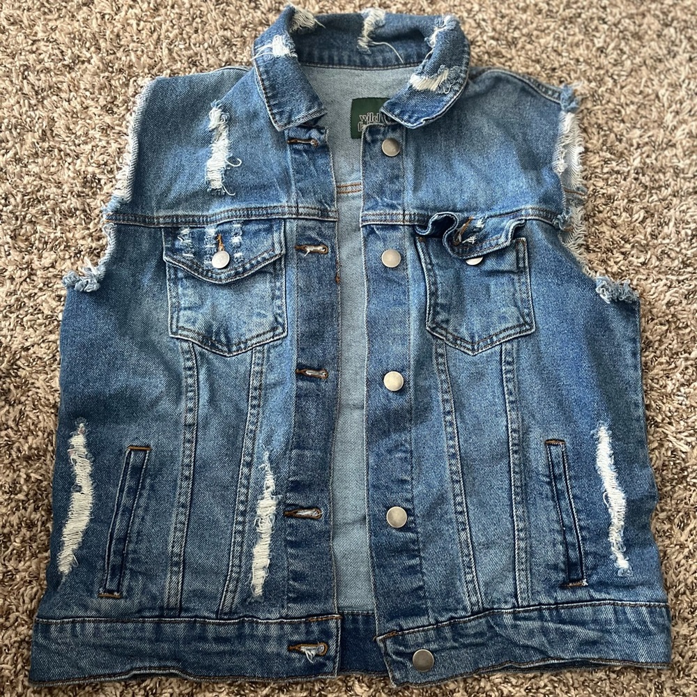 Ripped Denim Vest